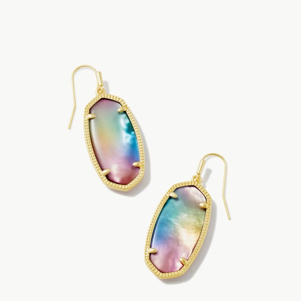 Kendra Scott Elle Gold Drop Earrings in Yellow Watercolor Illusion